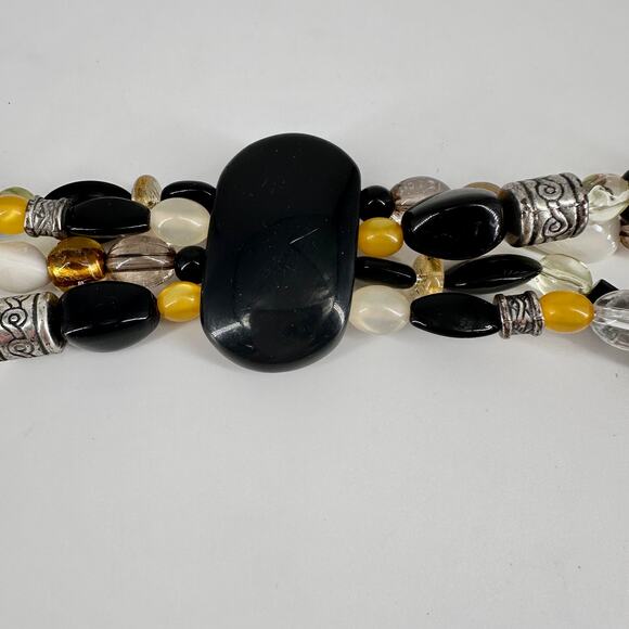 Coldwater Creek Multi-Strand Beaded Belt 47" Black Yellow Green Silver - Picture 4 of 11